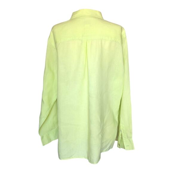 David N. Women's Green Button Up Shirt Collared Long Sleeve Pleated Back - Picture 5 of 10